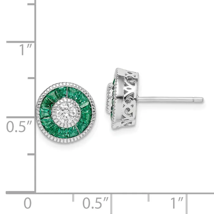Earrings Goldia Sterling Silver Rhodiumplated CZ and Lab CrGreen Spinel Earrings