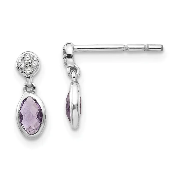 Earrings Goldia White Ice Sterling Silver Rhodiumplated Amethyst and Diamond Post Dangle Earrings Earrings Goldia White Ice Sterling Silver Rhodiumplated Amethyst and Diamond Post Dangle Earrings