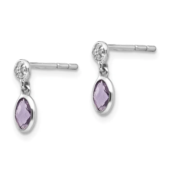 Earrings Goldia White Ice Sterling Silver Rhodiumplated Amethyst and Diamond Post Dangle Earrings