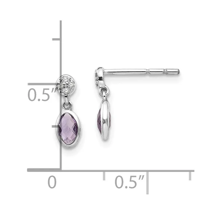 Earrings Goldia White Ice Sterling Silver Rhodiumplated Amethyst and Diamond Post Dangle Earrings