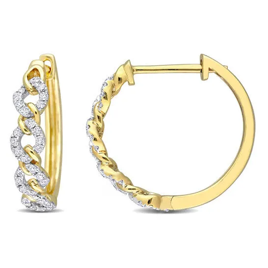Earrings JMS always Original AMOUR 13 CT TDW Diamond Link Hoop Earrings In 10K Yellow Gold Earrings JMS always Original AMOUR 13 CT TDW Diamond Link Hoop Earrings In 10K Yellow Gold