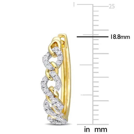 Earrings JMS always Original AMOUR 13 CT TDW Diamond Link Hoop Earrings In 10K Yellow Gold Earrings JMS always Original AMOUR 13 CT TDW Diamond Link Hoop Earrings In 10K Yellow Gold