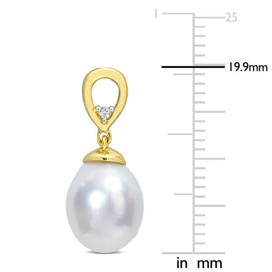 Earrings JMS always Original AMOUR 89mm South Sea Cultured Pearl and White Topaz Drop Earrings In Yellow Plated Sterling Silver Earrings JMS always Original AMOUR 89mm South Sea Cultured Pearl and White Topaz Drop Earrings In Yellow Plated Sterling Silver