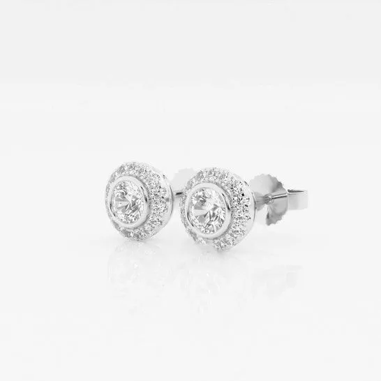 Earrings JMS always Original Brilliant Diamond 14KT White Gold 58 cttw RoundCut Lab Grown Diamond Bezel Set Halo Stud Earrings for Women GSI Earrings JMS always Original Brilliant Diamond 14KT White Gold 58 cttw RoundCut Lab Grown Diamond Bezel Set Halo Stud Earrings for Women GSI