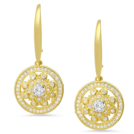 Earrings JMS always Original Kylie Harper 14k Gold Over Silver Dangling Cubic Zirconia CZ Flower Leverback Earrings Earrings JMS always Original Kylie Harper 14k Gold Over Silver Dangling Cubic Zirconia CZ Flower Leverback Earrings