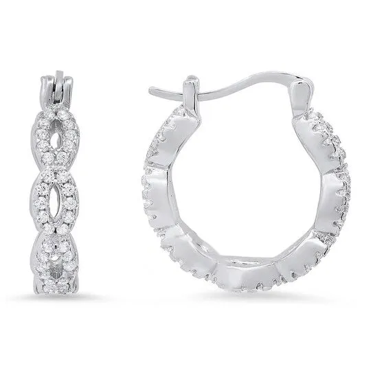 Earrings JMS always Original Kylie Harper Sterling Silver Swirl Cubic Zirconia CZ Hoop Earrings Earrings JMS always Original Kylie Harper Sterling Silver Swirl Cubic Zirconia CZ Hoop Earrings