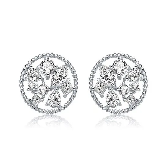 Earrings JMS always Original Megan Walford Sterling Silver Halo with Multi Shape Cubic Zirconia Round Earrings Earrings JMS always Original Megan Walford Sterling Silver Halo with Multi Shape Cubic Zirconia Round Earrings