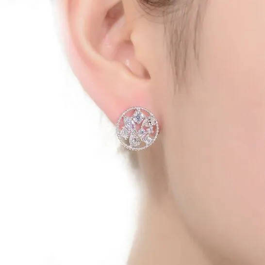 Earrings JMS always Original Megan Walford Sterling Silver Halo with Multi Shape Cubic Zirconia Round Earrings Earrings JMS always Original Megan Walford Sterling Silver Halo with Multi Shape Cubic Zirconia Round Earrings