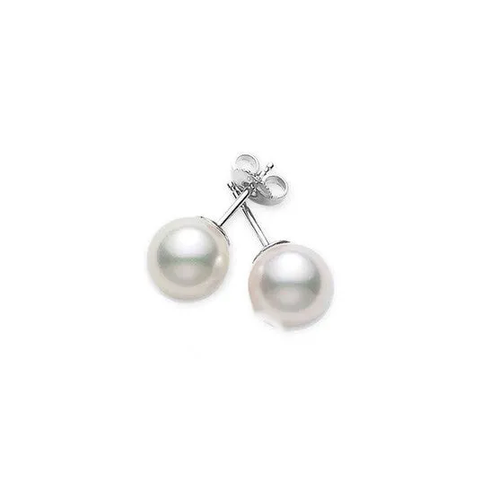 Earrings JMS always Original Mikimoto Akoya Pearl Stud Earrings with 18K White Gold 758mm AA Grade Earrings JMS always Original Mikimoto Akoya Pearl Stud Earrings with 18K White Gold 758mm AA Grade