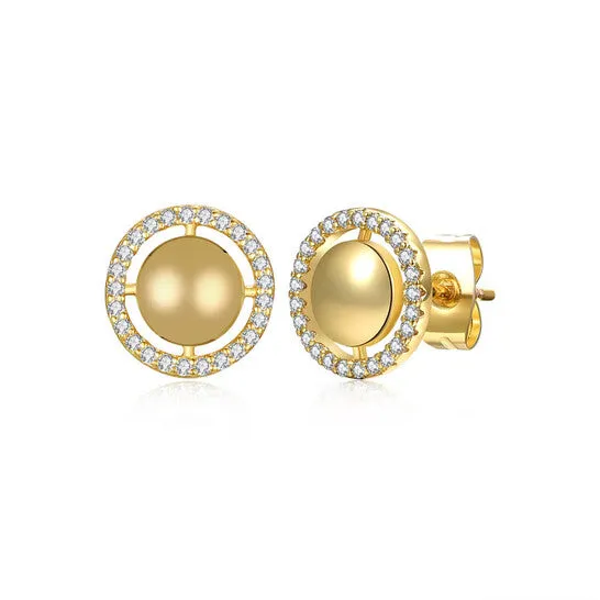 Earrings JMS always Original Rachel Glauber 14k Yellow Gold Plated with Cubic Zirconia Eternity Halo Medallion Stud Earrings Earrings JMS always Original Rachel Glauber 14k Yellow Gold Plated with Cubic Zirconia Eternity Halo Medallion Stud Earrings