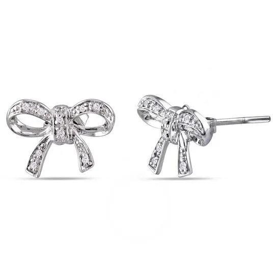Earrings Original AMOUR Diamond Bow Stud Earrings In 10K White Gold JMS always