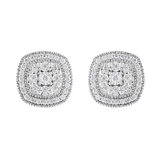 Earrings Original Diamond Muse 050 cttw White Gold Over Sterling Silver Cushion Frame Diamond Stud Earrings for Women JMS always Earrings Original Diamond Muse 050 cttw White Gold Over Sterling Silver Cushion Frame Diamond Stud Earrings for Women JMS always