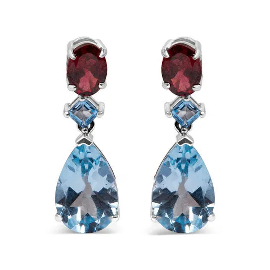 Earrings Original Haus of Brilliance 925 Sterling Silver 100 Carat Blue Topaz and Grape Rhodolite Garnet Dangle Drop Earrings 1 Inch Dangle Length JMS always Earrings Original Haus of Brilliance 925 Sterling Silver 100 Carat Blue Topaz and Grape Rhodolite Garnet Dangle Drop Earrings 1 Inch Dangle Length JMS always