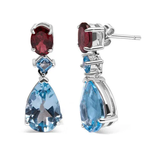 Earrings Original Haus of Brilliance 925 Sterling Silver 100 Carat Blue Topaz and Grape Rhodolite Garnet Dangle Drop Earrings 1 Inch Dangle Length JMS always Earrings Original Haus of Brilliance 925 Sterling Silver 100 Carat Blue Topaz and Grape Rhodolite Garnet Dangle Drop Earrings 1 Inch Dangle Length JMS always