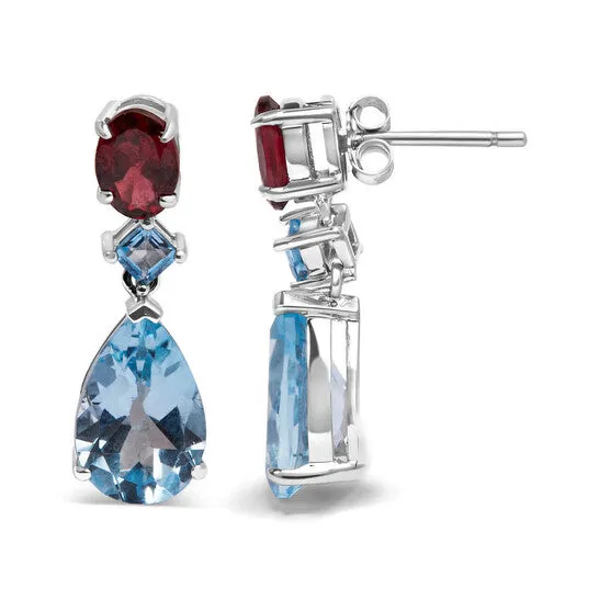 Earrings Original Haus of Brilliance 925 Sterling Silver 100 Carat Blue Topaz and Grape Rhodolite Garnet Dangle Drop Earrings 1 Inch Dangle Length JMS always Earrings Original Haus of Brilliance 925 Sterling Silver 100 Carat Blue Topaz and Grape Rhodolite Garnet Dangle Drop Earrings 1 Inch Dangle Length JMS always