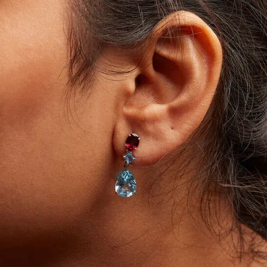 Earrings Original Haus of Brilliance 925 Sterling Silver 100 Carat Blue Topaz and Grape Rhodolite Garnet Dangle Drop Earrings 1 Inch Dangle Length JMS always Earrings Original Haus of Brilliance 925 Sterling Silver 100 Carat Blue Topaz and Grape Rhodolite Garnet Dangle Drop Earrings 1 Inch Dangle Length JMS always