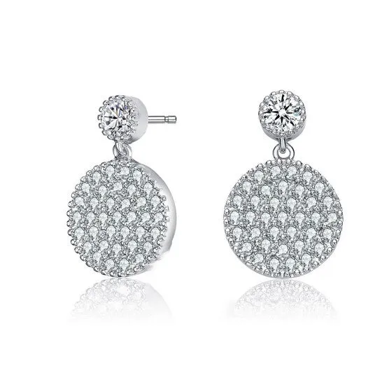 Earrings Original Megan Walford Sterling Silver Round Cubic Zirconia Cluster Circle Drop Earrings JMS always Earrings Original Megan Walford Sterling Silver Round Cubic Zirconia Cluster Circle Drop Earrings JMS always