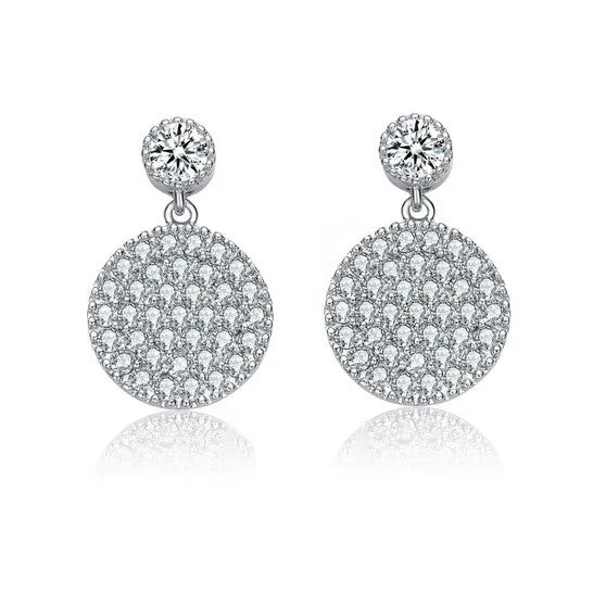 Earrings Original Megan Walford Sterling Silver Round Cubic Zirconia Cluster Circle Drop Earrings JMS always Earrings Original Megan Walford Sterling Silver Round Cubic Zirconia Cluster Circle Drop Earrings JMS always