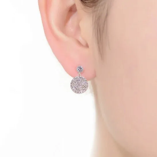 Earrings Original Megan Walford Sterling Silver Round Cubic Zirconia Cluster Circle Drop Earrings JMS always Earrings Original Megan Walford Sterling Silver Round Cubic Zirconia Cluster Circle Drop Earrings JMS always