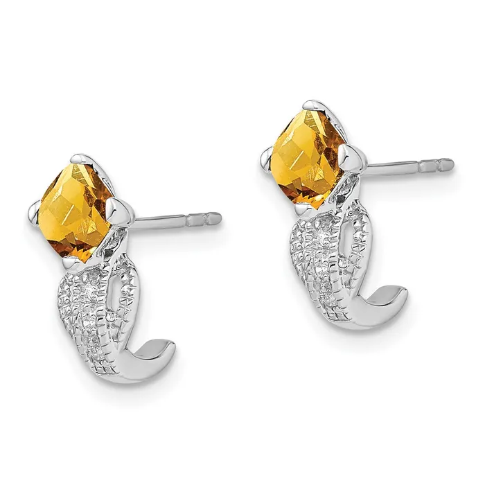 Earrings Solid 14k White Gold Simulated Citrine and CZ Earrings Goldia