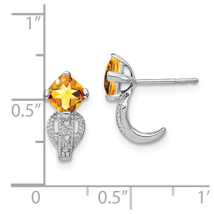 Earrings Solid 14k White Gold Simulated Citrine and CZ Earrings Goldia