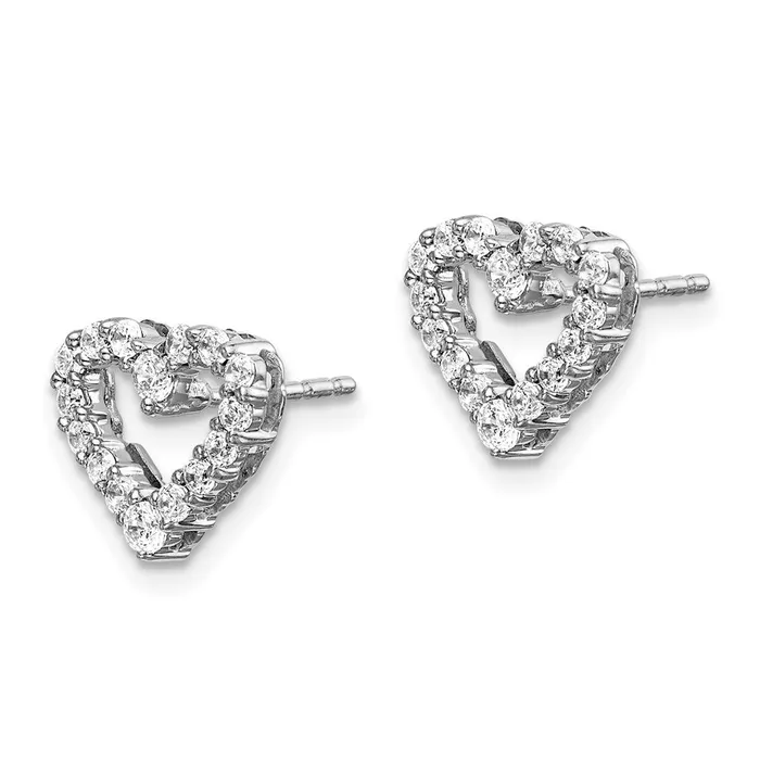 Earrings Solid 14k White Gold Simulated CZ Heart Earrings Goldia Earrings Solid 14k White Gold Simulated CZ Heart Earrings Goldia