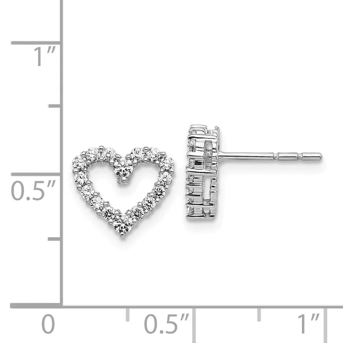 Earrings Solid 14k White Gold Simulated CZ Heart Earrings Goldia Earrings Solid 14k White Gold Simulated CZ Heart Earrings Goldia