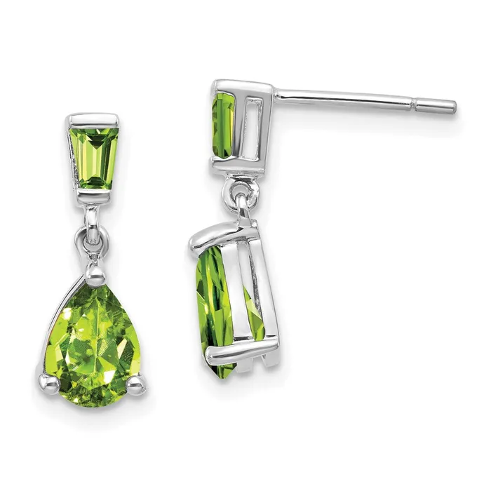 Earrings Solid 14k White Gold Simulated Peridot Dangle Post Earrings Goldia