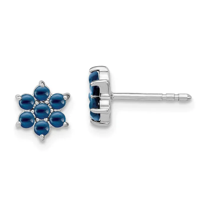 Earrings Solid 14k White Gold Simulated Sapphire Floral Post Earrings Goldia Earrings Solid 14k White Gold Simulated Sapphire Floral Post Earrings Goldia