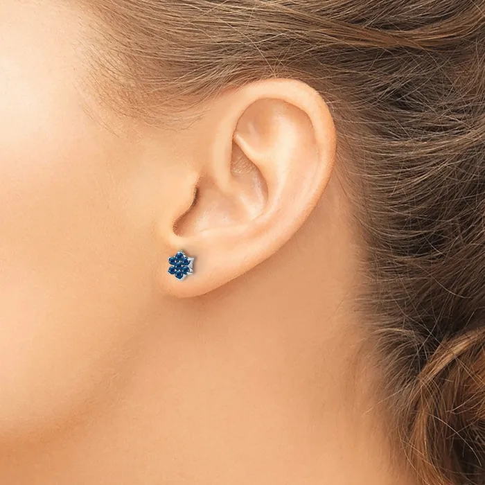Earrings Solid 14k White Gold Simulated Sapphire Floral Post Earrings Goldia Earrings Solid 14k White Gold Simulated Sapphire Floral Post Earrings Goldia
