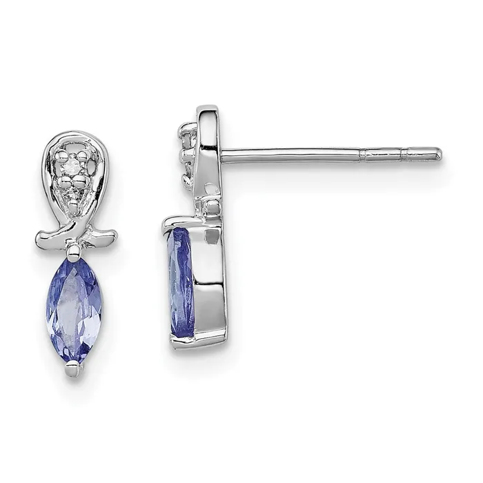 Earrings Sterling Silver Rhodium Plated Diamond Tanzanite Marquise Post Earrings Goldia Earrings Sterling Silver Rhodium Plated Diamond Tanzanite Marquise Post Earrings Goldia