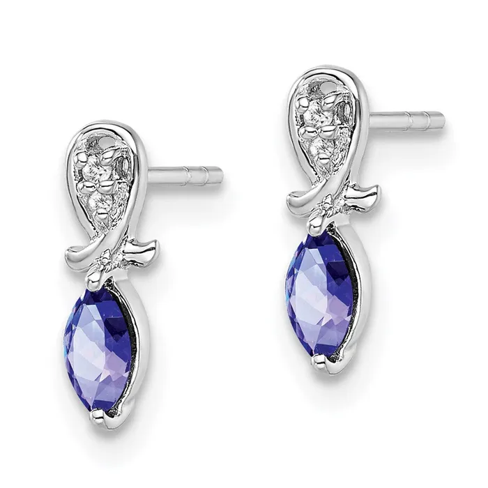 Earrings Sterling Silver Rhodium Plated Diamond Tanzanite Marquise Post Earrings Goldia