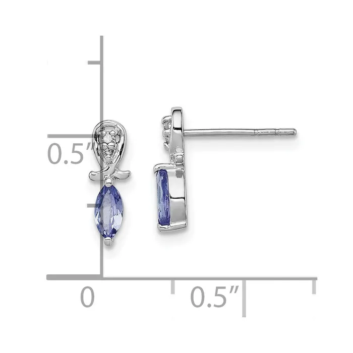 Earrings Sterling Silver Rhodium Plated Diamond Tanzanite Marquise Post Earrings Goldia