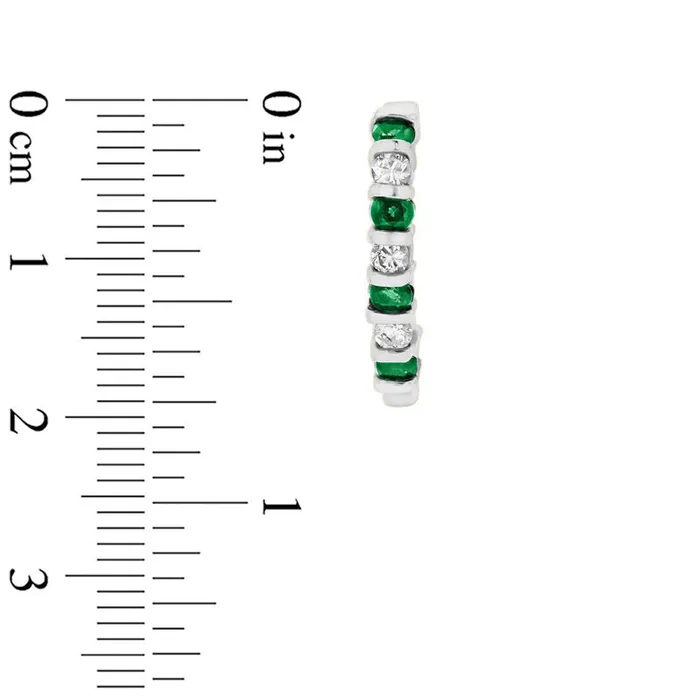 Emerald and 033 CT TW Diamond JHoop Earrings in 14K White Gold Goldia Earrings Emerald and 033 CT TW Diamond JHoop Earrings in 14K White Gold Goldia Earrings