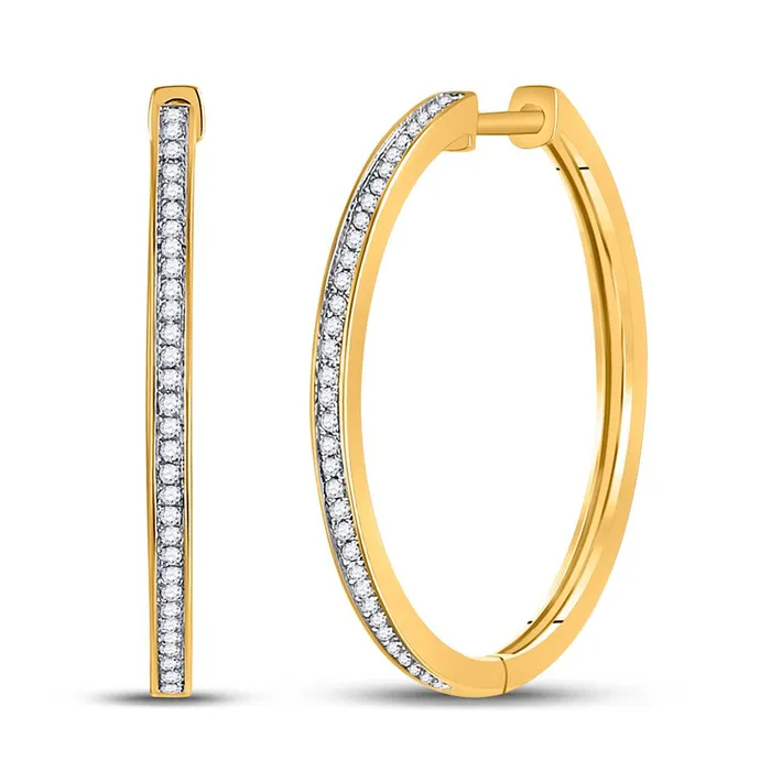 gndatlanta 10k Yellow Gold Round Diamond Hoop Earrings 14 Cttw Earrings
