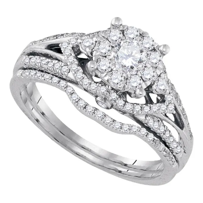 gndatlanta 14k White Gold Diamond Bridal Wedding Ring Set 34 Cttw Rings gndatlanta 14k White Gold Diamond Bridal Wedding Ring Set 34 Cttw Rings