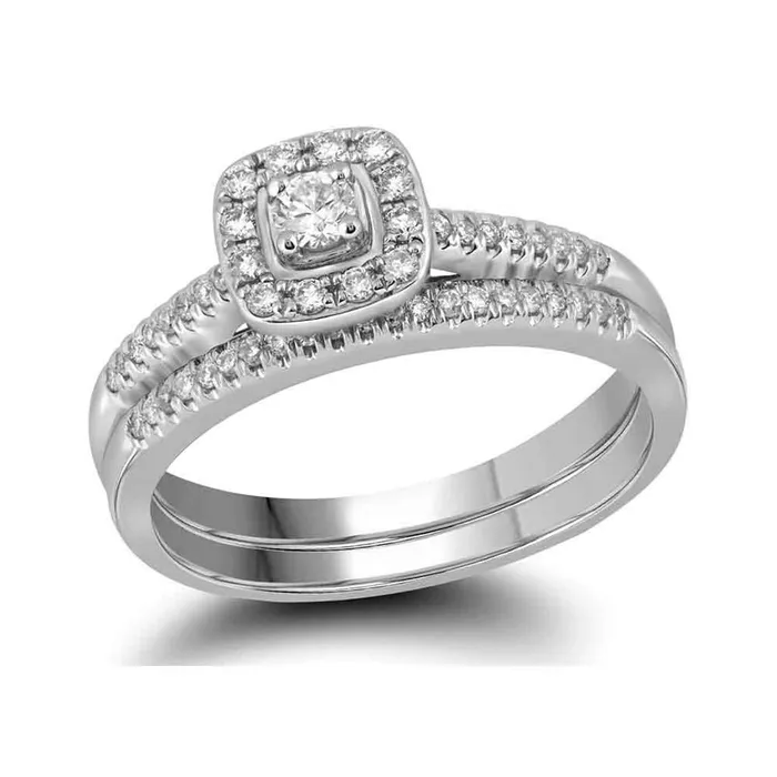 gndatlanta 14k White Gold Princess Diamond Bridal Wedding Ring Set 14 Cttw Rings