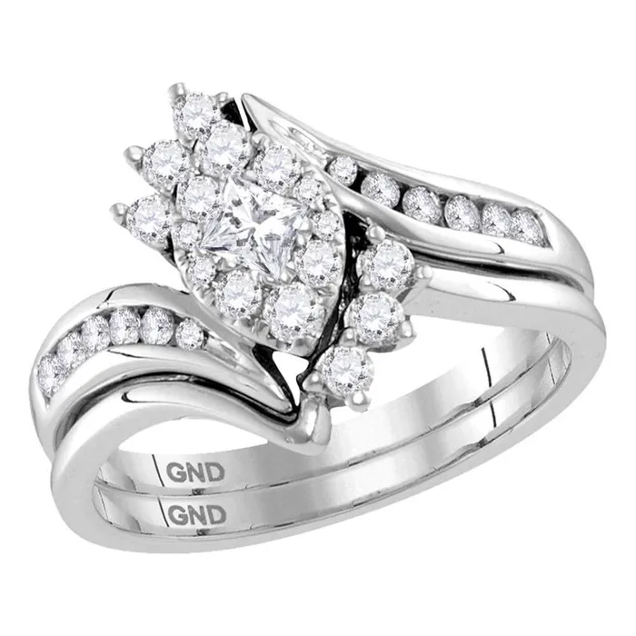 gndatlanta 14k White Gold Princess Diamond Bridal Wedding Ring Set 58 Cttw Rings gndatlanta 14k White Gold Princess Diamond Bridal Wedding Ring Set 58 Cttw Rings