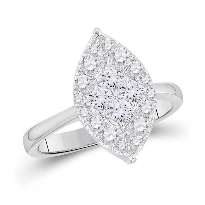 gndatlanta 14k White Gold Princess Diamond Cluster Bridal Engagement Ring 14 Cttw Rings gndatlanta 14k White Gold Princess Diamond Cluster Bridal Engagement Ring 14 Cttw Rings