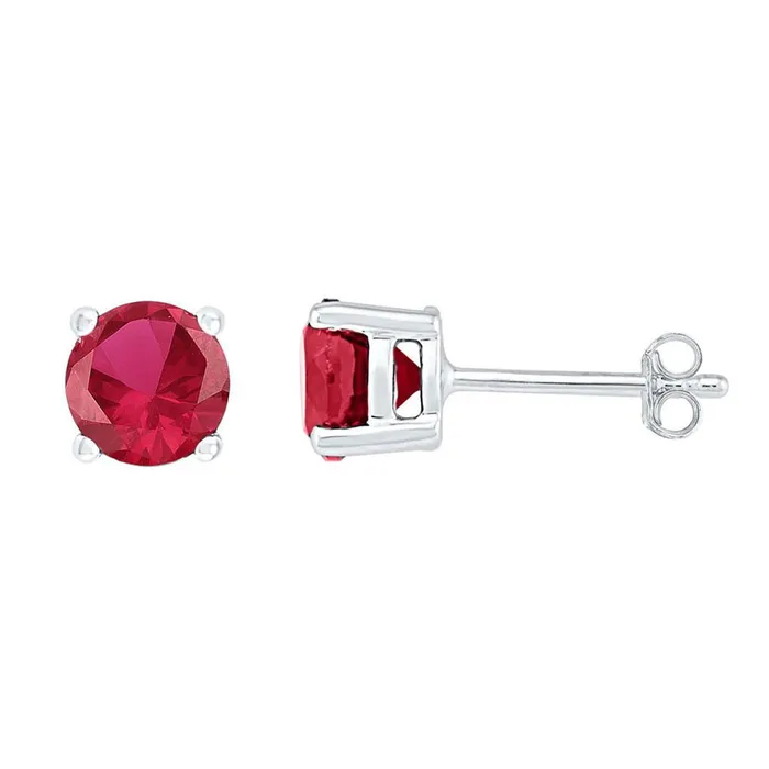 gndatlanta 14k White Gold Round Created Ruby Stud Earrings 2 Cttw Earrings gndatlanta 14k White Gold Round Created Ruby Stud Earrings 2 Cttw Earrings