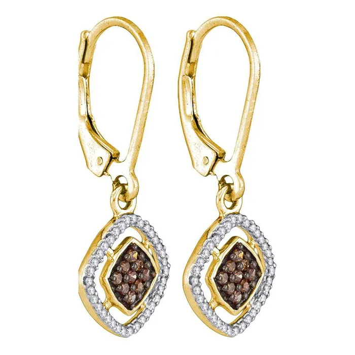 gndatlanta Earrings 10k Yellow Gold Brown Diamond Diagonal Square Dangle Earrings 13 Cttw gndatlanta Earrings 10k Yellow Gold Brown Diamond Diagonal Square Dangle Earrings 13 Cttw