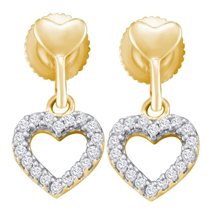 gndatlanta Earrings 10k Yellow Gold Round Diamond Heart Earrings 15 Cttw gndatlanta Earrings 10k Yellow Gold Round Diamond Heart Earrings 15 Cttw