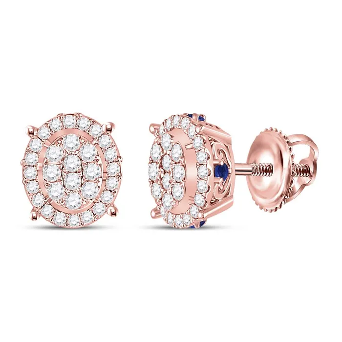 gndatlanta Earrings 14k Rose Gold Round Diamond Blue Sapphire Oval Earrings 34 Cttw gndatlanta Earrings 14k Rose Gold Round Diamond Blue Sapphire Oval Earrings 34 Cttw