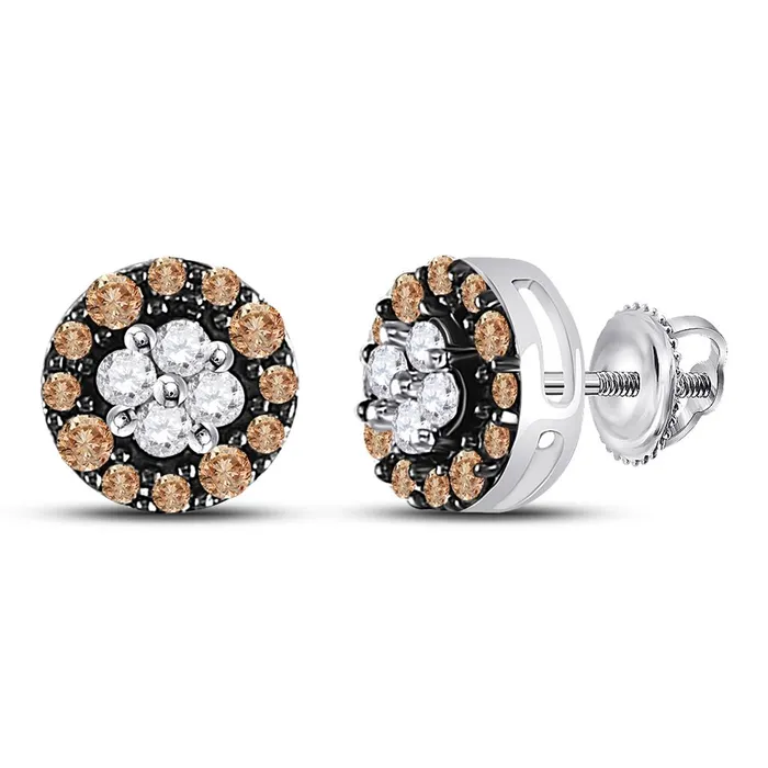 gndatlanta Earrings 14k White Gold Brown Diamond Cluster Stud Earrings 13 Cttw gndatlanta Earrings 14k White Gold Brown Diamond Cluster Stud Earrings 13 Cttw