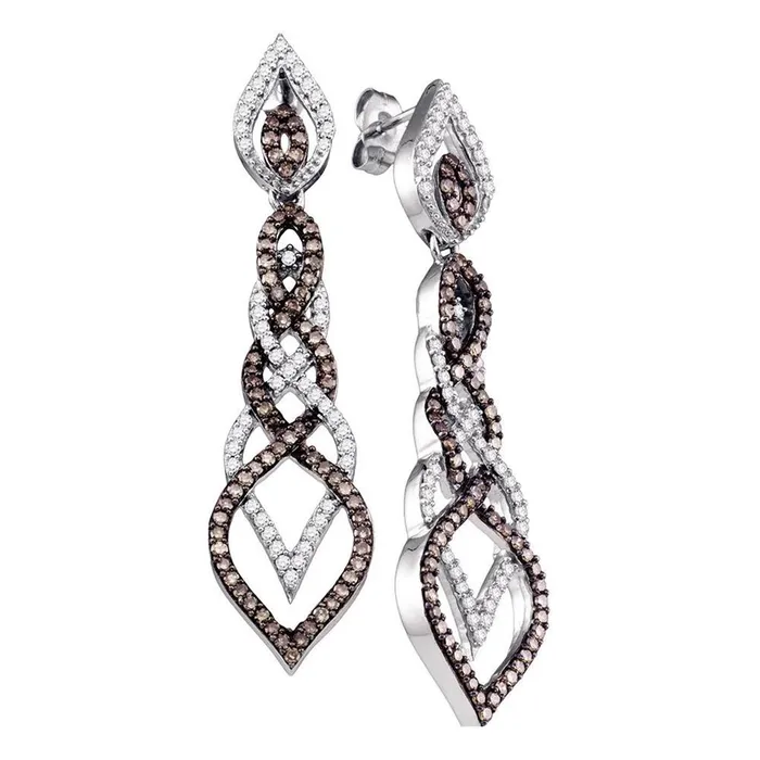 gndatlanta Earrings 14k White Gold Brown Diamond Dangle Earrings 112 Cttw gndatlanta Earrings 14k White Gold Brown Diamond Dangle Earrings 112 Cttw