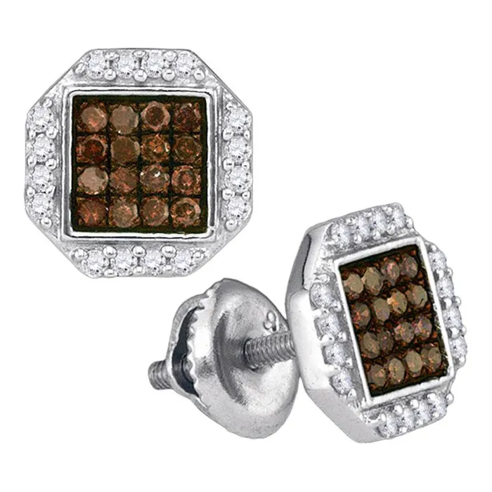 gndatlanta Earrings 14k White Gold Brown Diamond Octagon Cluster Earrings 38 Cttw gndatlanta Earrings 14k White Gold Brown Diamond Octagon Cluster Earrings 38 Cttw