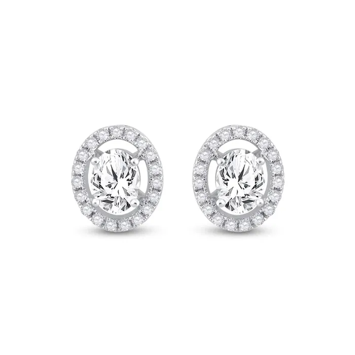 gndatlanta Earrings 14k White Gold Oval Diamond Solitaire Stud Earrings 114 Cttw