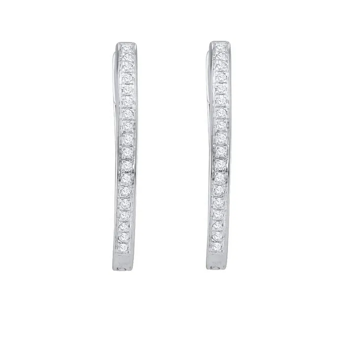 gndatlanta Earrings 14k White Gold Round Diamond Hoop Earrings 110 Cttw