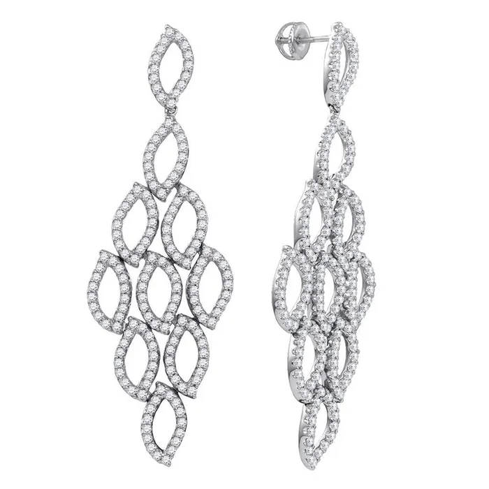 gndatlanta Earrings 14k White Gold Round Diamond Luxury Dangle Earrings 434 Cttw gndatlanta Earrings 14k White Gold Round Diamond Luxury Dangle Earrings 434 Cttw