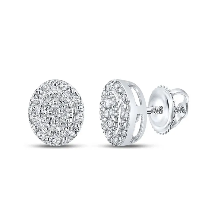 gndatlanta Earrings 14k White Gold Round Diamond Oval Cluster Earrings 110 Cttw gndatlanta Earrings 14k White Gold Round Diamond Oval Cluster Earrings 110 Cttw